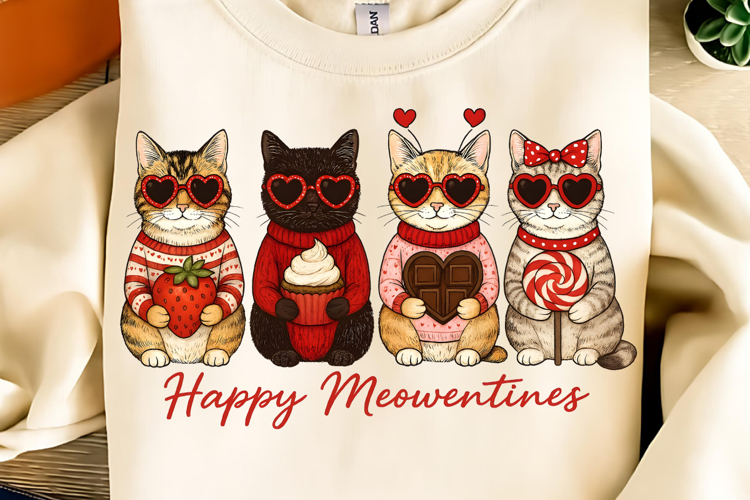 Happy Meowentine PNG, Cat Valentine PNG, Valentines day PNG