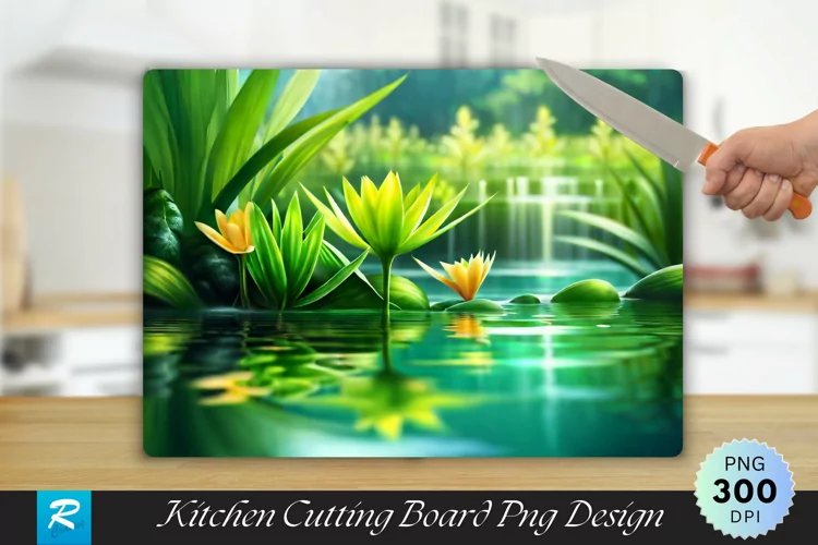 Water Plants Cutting Board Sublimation Design