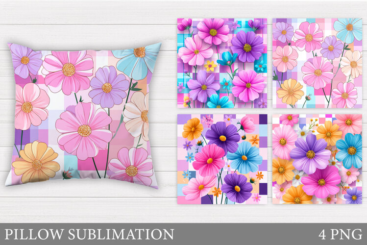 Flowers Pillow Design. Floral Pillow Sublimation example image 1