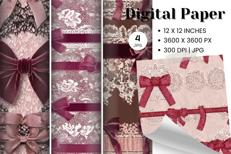 Bow Ribbon Background Bow Digital Paper Pattern Wallpaper_11