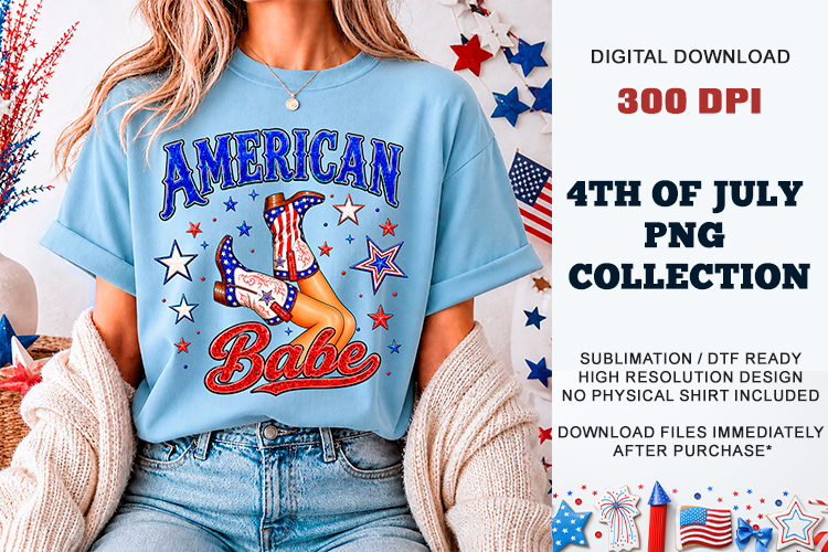 American Babe PNG | 4th of July Sublimation DTF