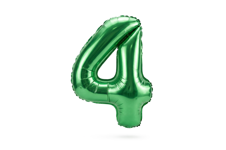 Green Metallic Number 4 Foil Balloon Party Decoration