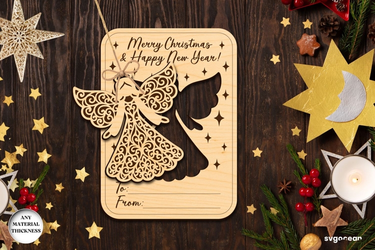 Christmas Card Angel Ornament Laser Cut | Glowforge | SVG