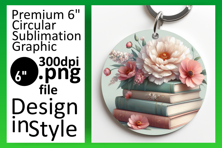 Bright Round Design Keychain Template , Books