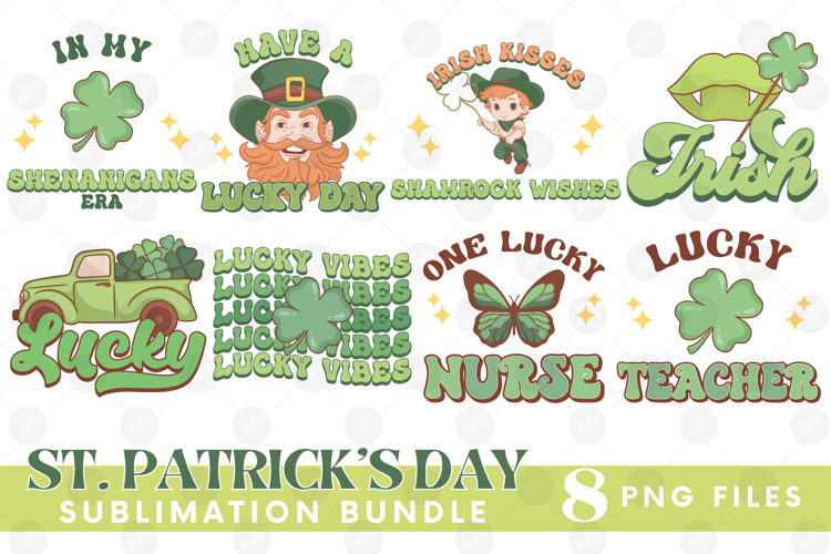 Happy St Patricks Day PNG DTF Irish Lucky Beer Bundle Set