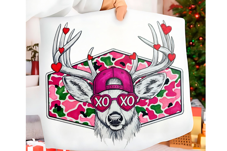 Buck Heart Love Camo Deer Valentine PNG