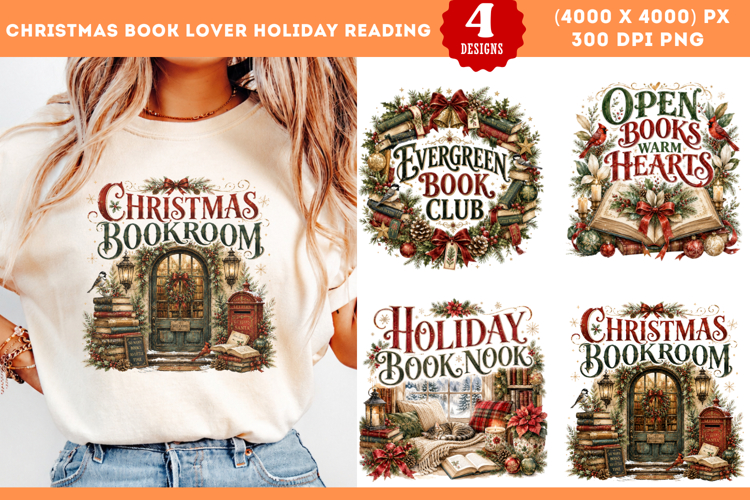 Christmas Book Lover Holiday Reading Sublimation PNG