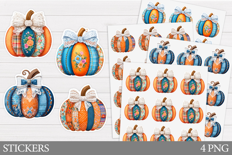 Patchwork Pumpkin Sticker. Fall Sticker Printable