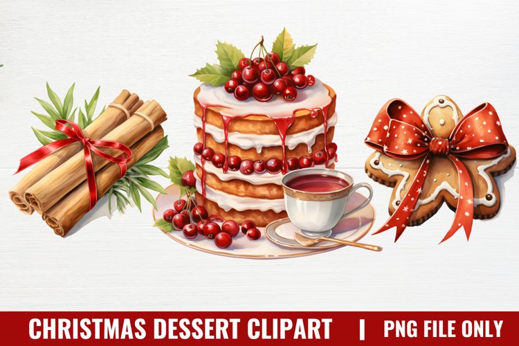 Christmas Dessert Clipart Sublimation, Dessert Clipart example image 1