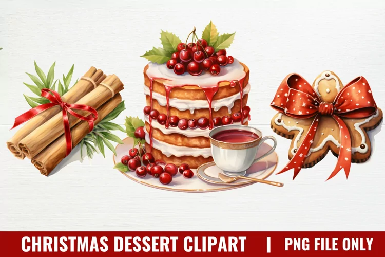 Christmas Dessert Clipart Sublimation, Dessert Clipart
