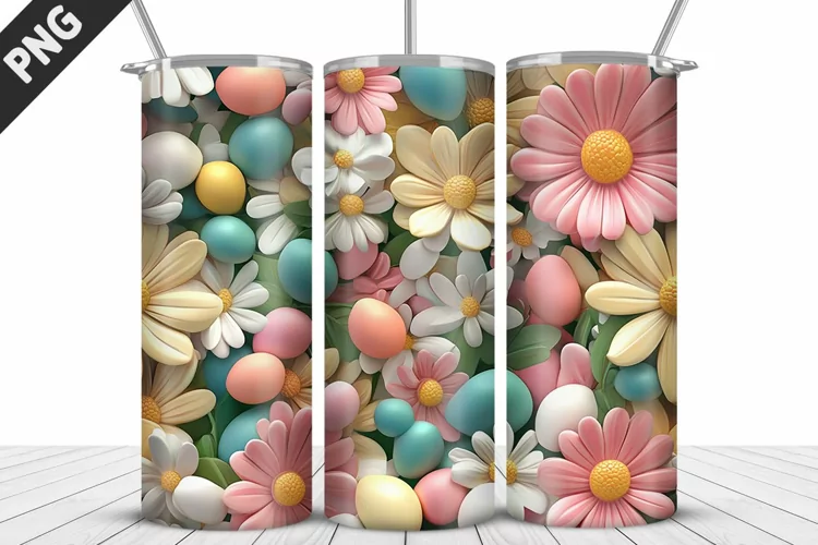 Easter Flower Tumbler Wrap| Bunny Tumbler Wrap Design