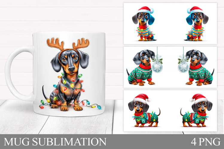 Christmas Dachshund Mug. Christmas Dog Mug Design