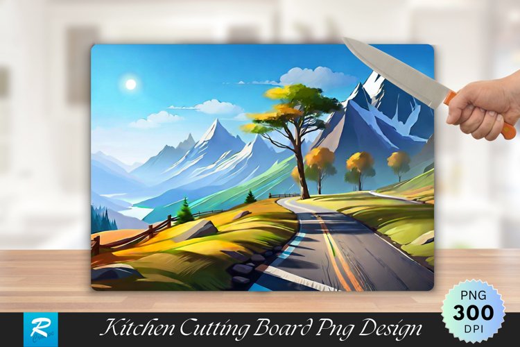 Mountain Road Landscape Cutting Board Sublimation Design