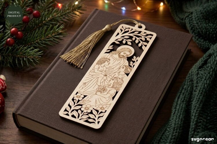Wooden Jesus Bookmark Laser Cut | Glowforge | SVG example image 1