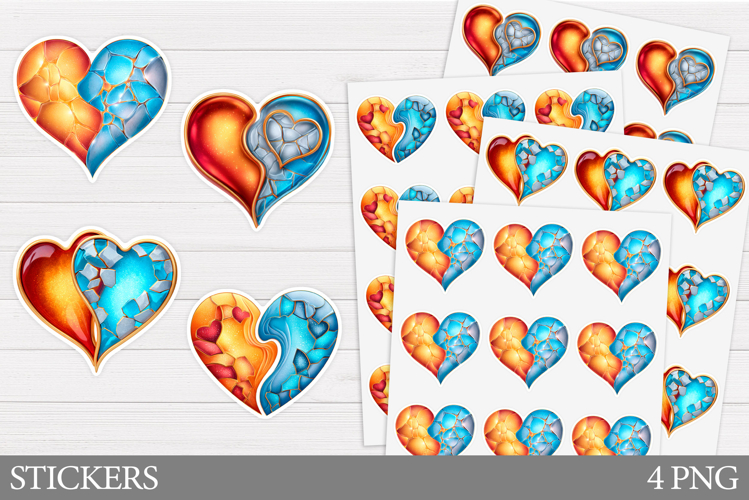 Hearts Stickers Printable. Valentines Sticker Design