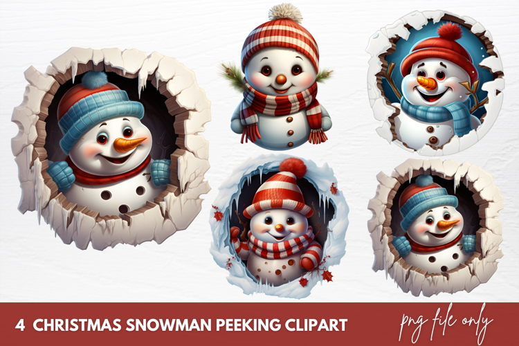 Christmas Snowman Peeking Clipart