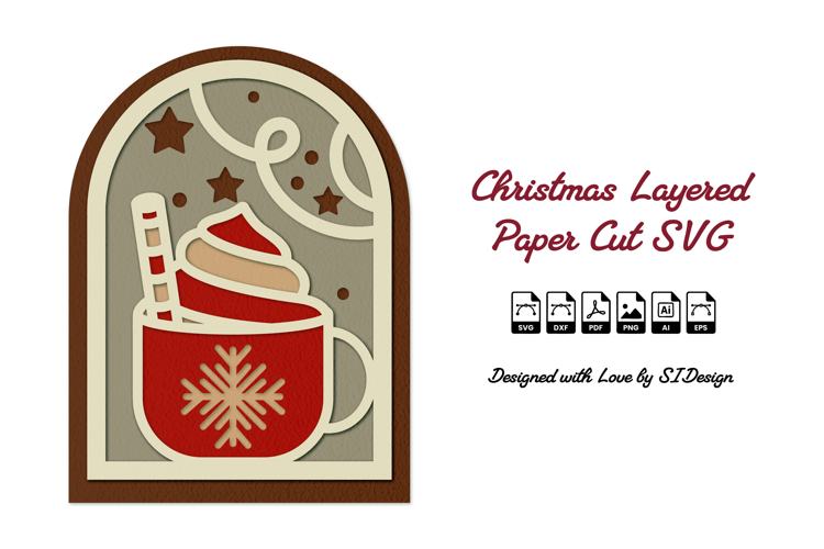 Christmas Layered Paper Cut SVG - 3D Holiday Papercraft