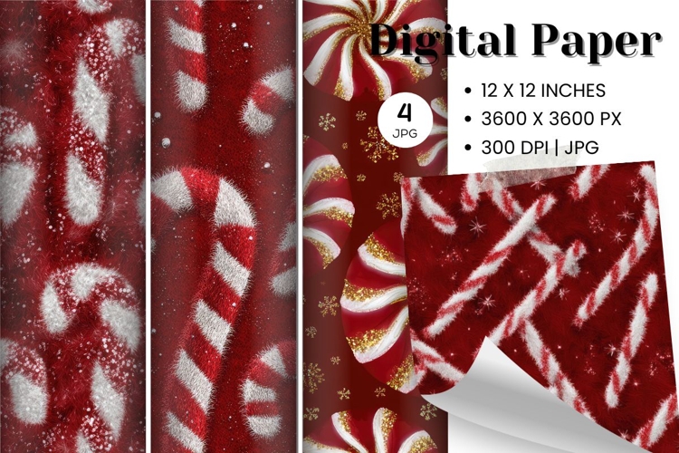 Candy Cane Christmas Background Seamless Pattern Gift Wrap