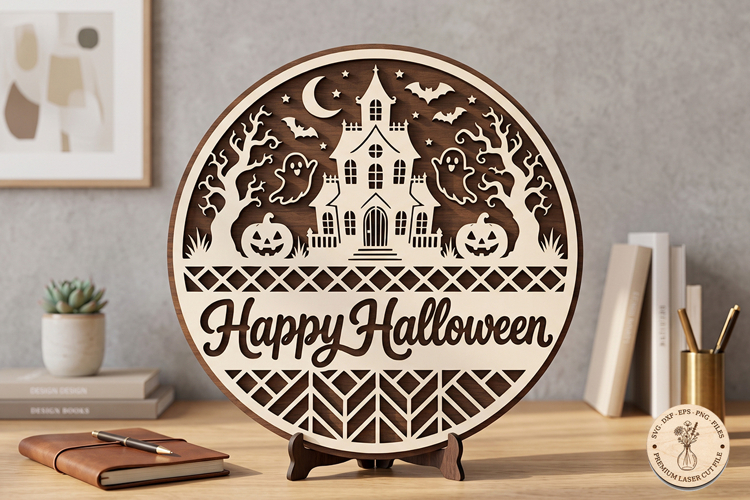 Happy Halloween Sign SVG | Haunted House Laser Cut