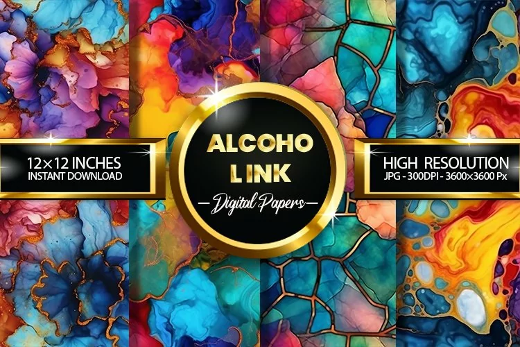 Alcohol Ink Digital Papers - 04 Variations