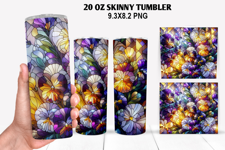 Flower Skinny Tumbler 20oz Wrap Design, Flowers Tumble PNG