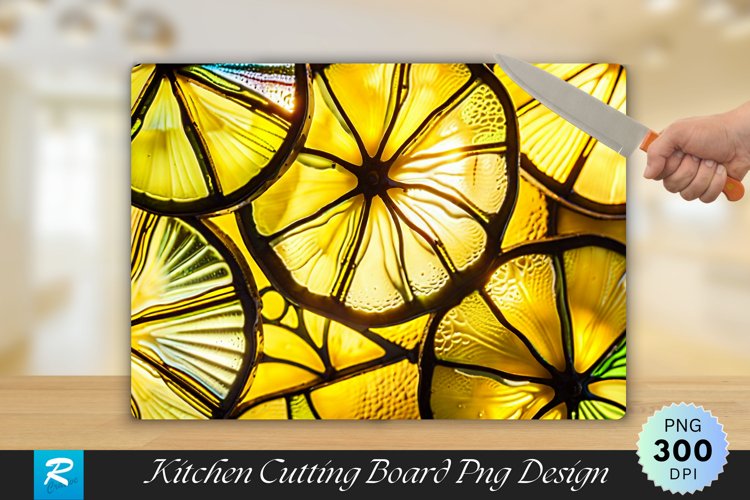 Juicy Yellow Lemon Stained Glass Cutting Board Sublimation