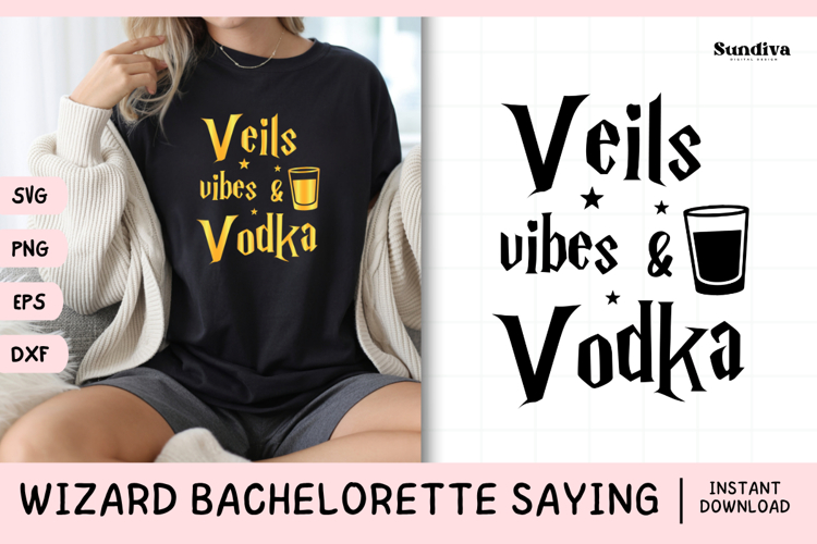 Wizard Bachelorette Party Saying SVG | Veils Vibes Vodka example image 1