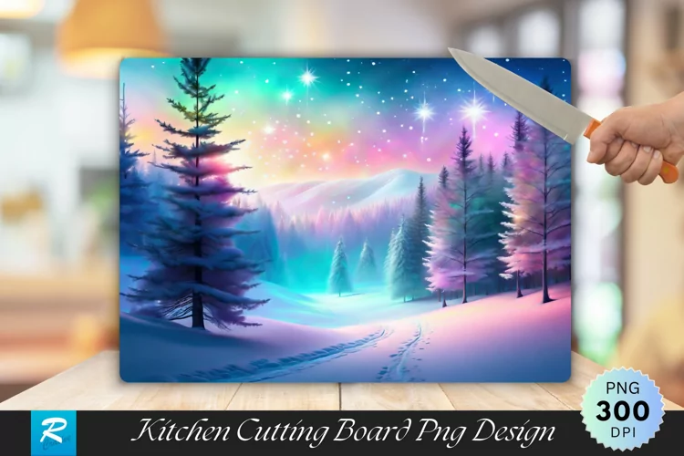 Celestial Starry Christmas Wonderland Cutting Board PNG