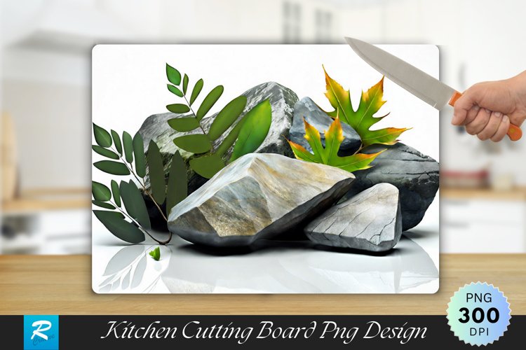 Leaves With Rock Cutting Board Sublimation Design example image 1