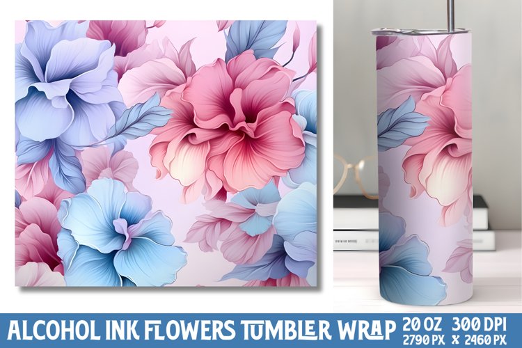 Pastel Alcohol Ink Flowers Tumbler Wrap