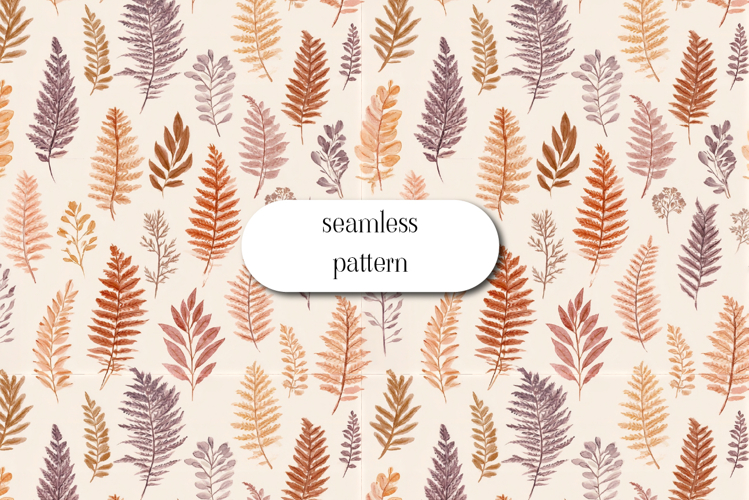 Watercolor Fern Seamless Pattern | Autumn Botanical Print