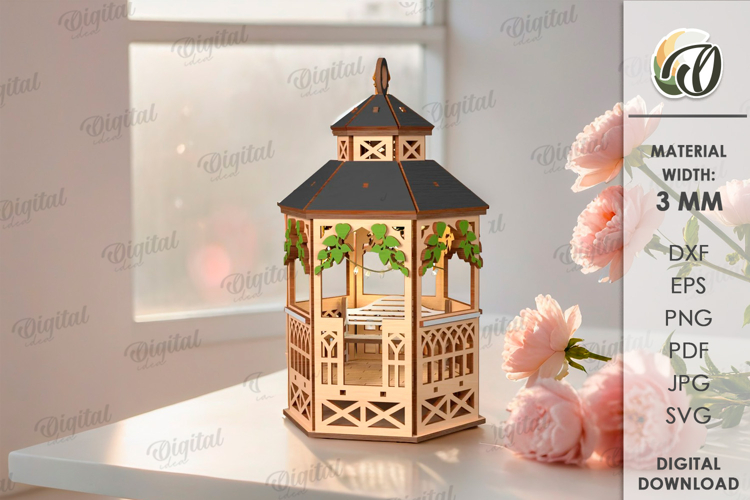 3D Gazebo lantern Laser Cut. Home Decor SVG