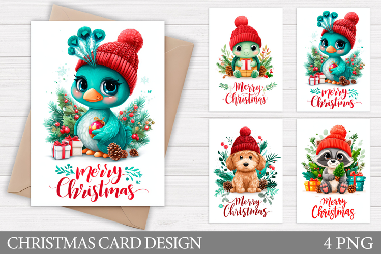 Christmas Animals Card Design. Christmas Card Printable