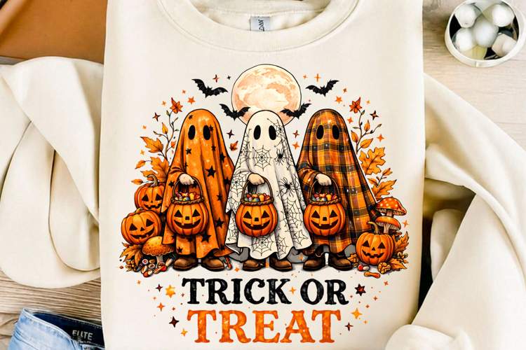 Cute Trick or Treat Ghosts Halloween PNG