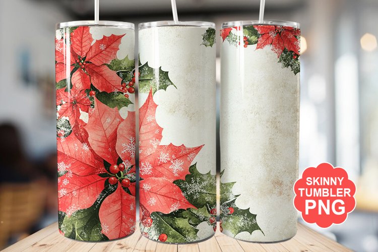 Christmas Flowers Tumbler | Christmas Tumbler Wrap