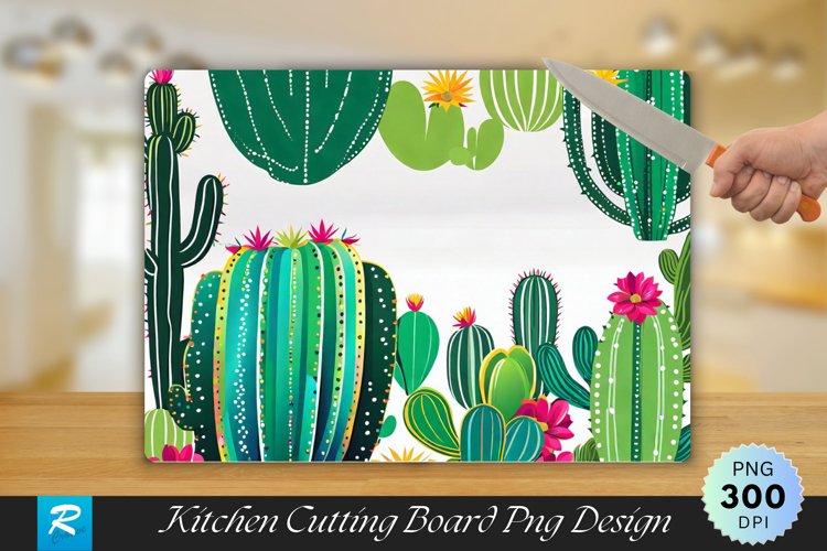 Cute Cactus Clipart Cutting Board Sublimation Design