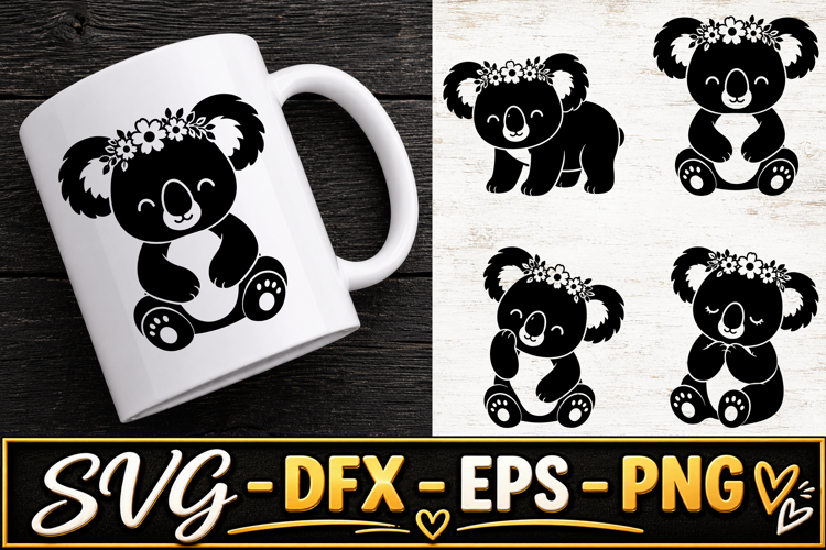 Floral Koala Cute Australian Animal SVG PNG