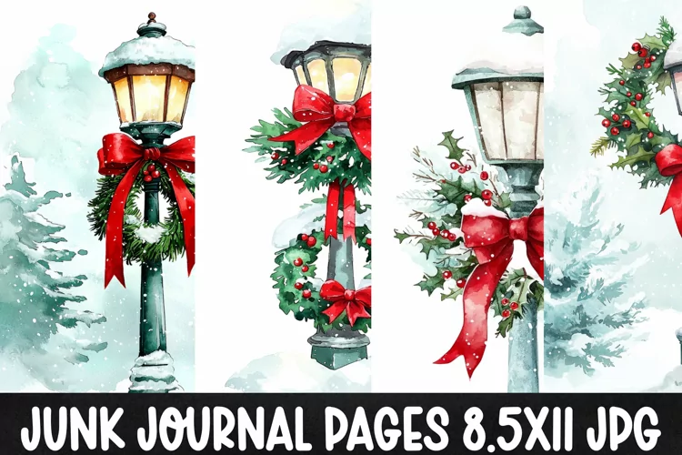 4 Christmas Digital Papers I Christmas Junk Journal Pages