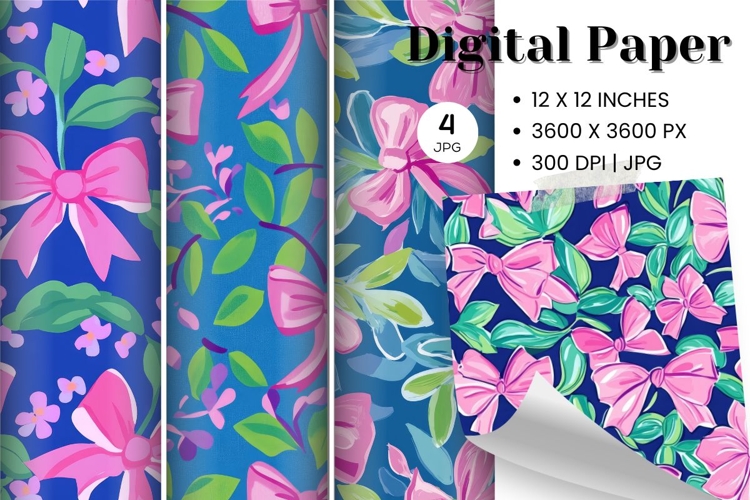Bow Ribbon Background Bow Digital Paper Pattern Wallpaper_1