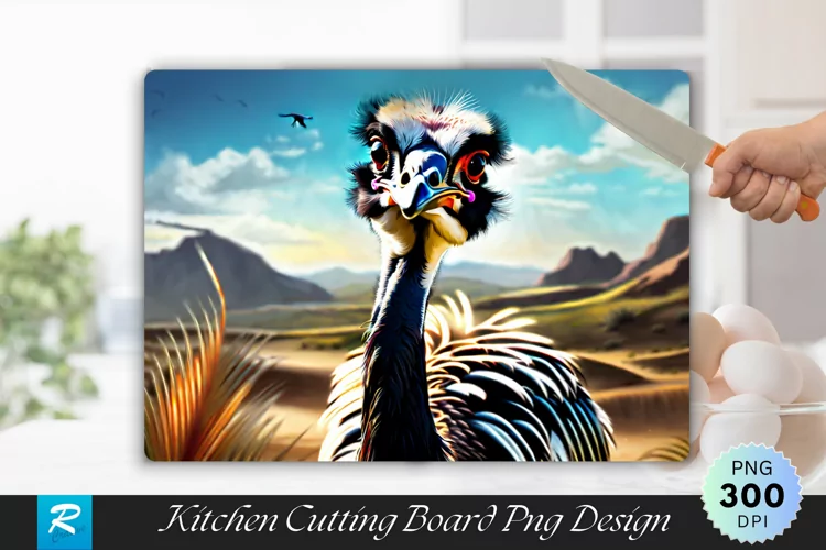 Ostrich Background Cutting Board sublimation Design