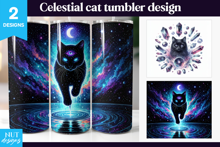 Celestial Third Eye Cat Tumbler Wrap magic tumbler