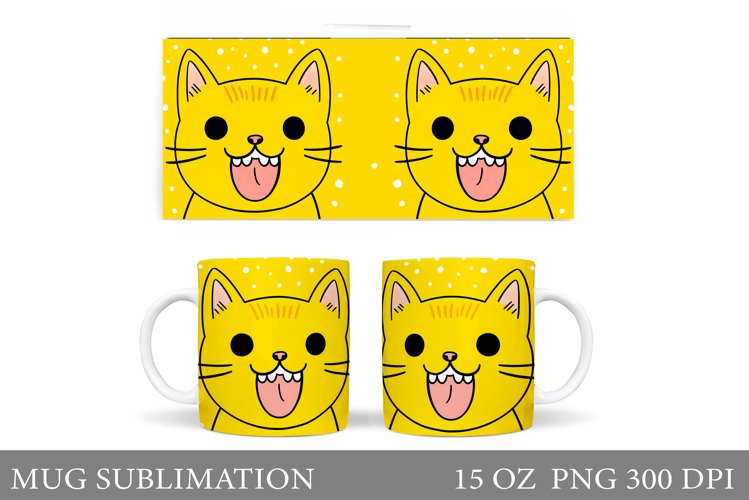 Cute Cat Mug Design. Funny Cat Mug Sublimation example image 1