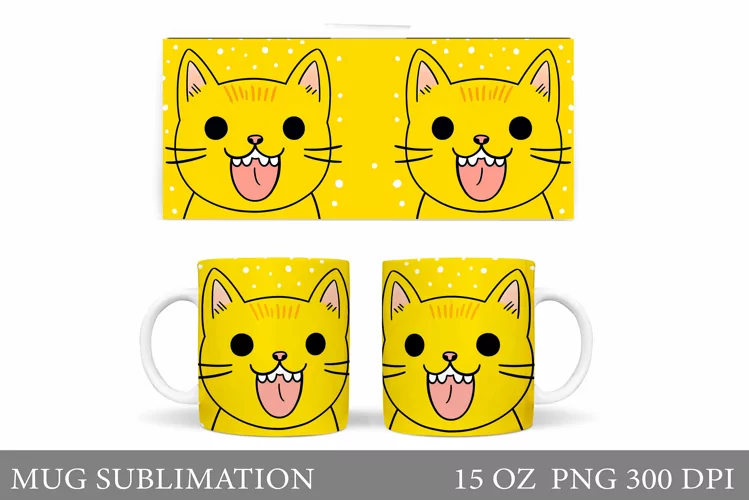 Cute Cat Mug Design. Funny Cat Mug Sublimation