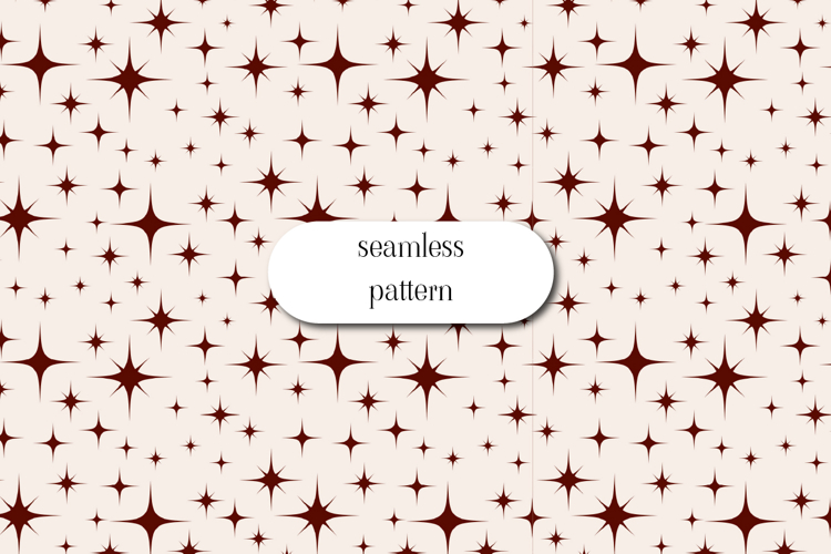 Cream and Brown Retro Starburst Seamless Pattern