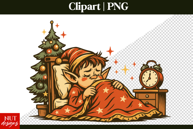 Sarcastic Christmas Sleeping Christmas Elf Clipart PNG