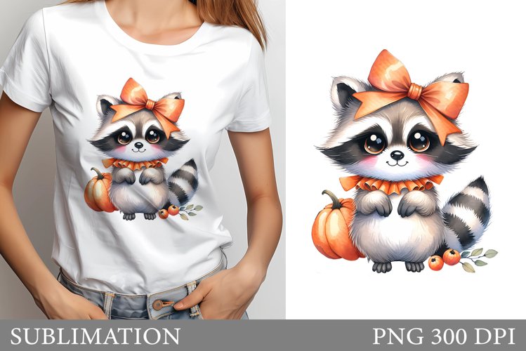 Cute Raccoon T-Shirt Design. Cute Raccoon Sublimation example image 1