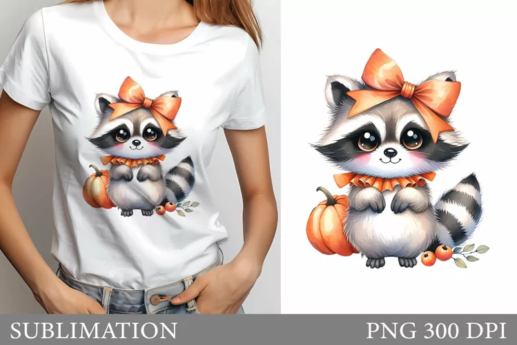 Cute Raccoon T-Shirt Design. Cute Raccoon Sublimation