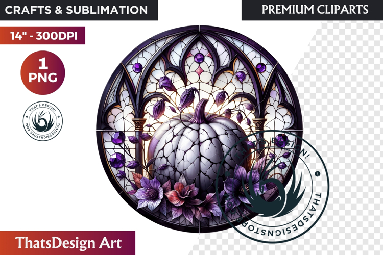 Halloween Gothic stained Glass Pumpkin Clipart