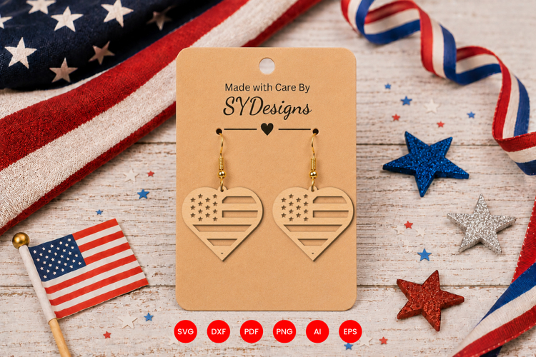 4th of July Earrings SVG Laser Cut