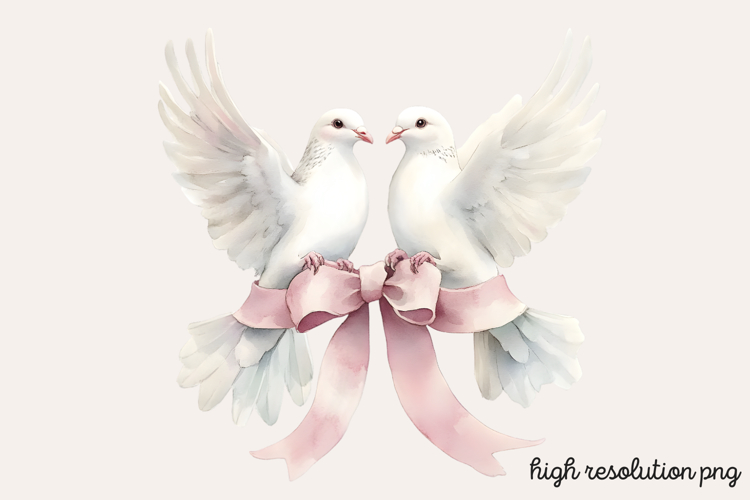 White Wedding Watercolor Clipart PNG